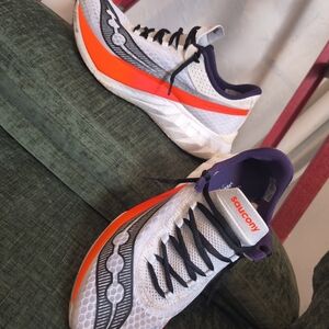 Saucony White and Orange Running Shoes